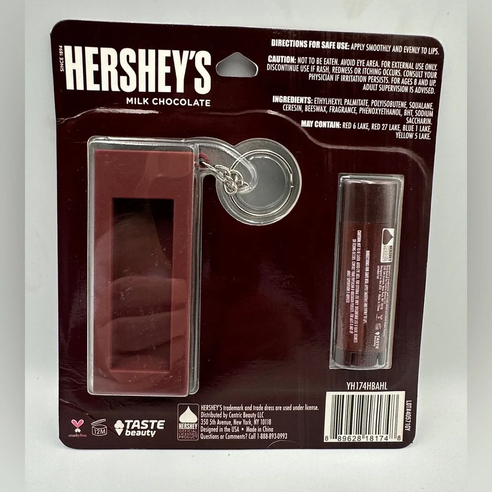 NWT Hershey’s 2 Piece Set Zipper Bag And Chocolate Lip Balm With Keychain New